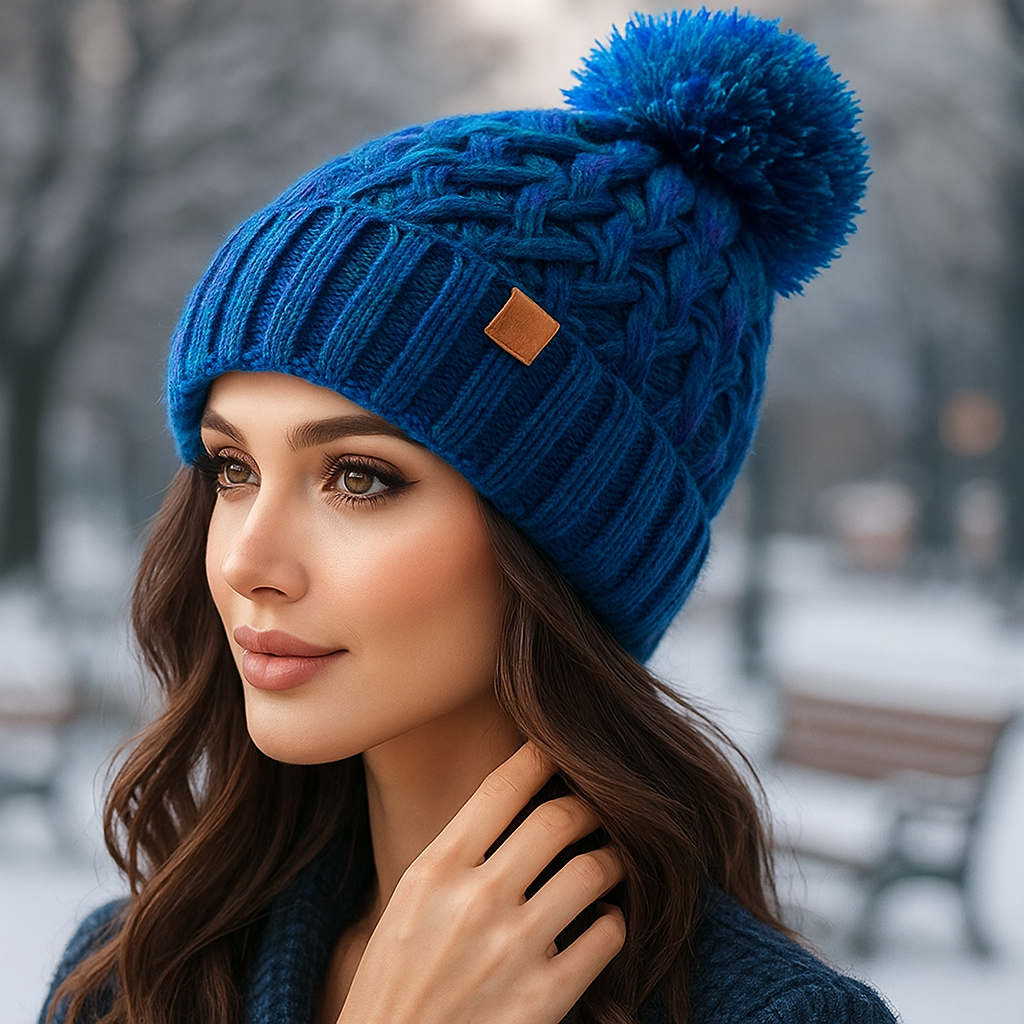 Winter Cable Knit Pom-Pom Beanie - Warm - Cozy