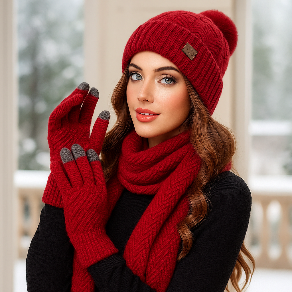 Women's Winter Hat, Scarf, and Gloves Set