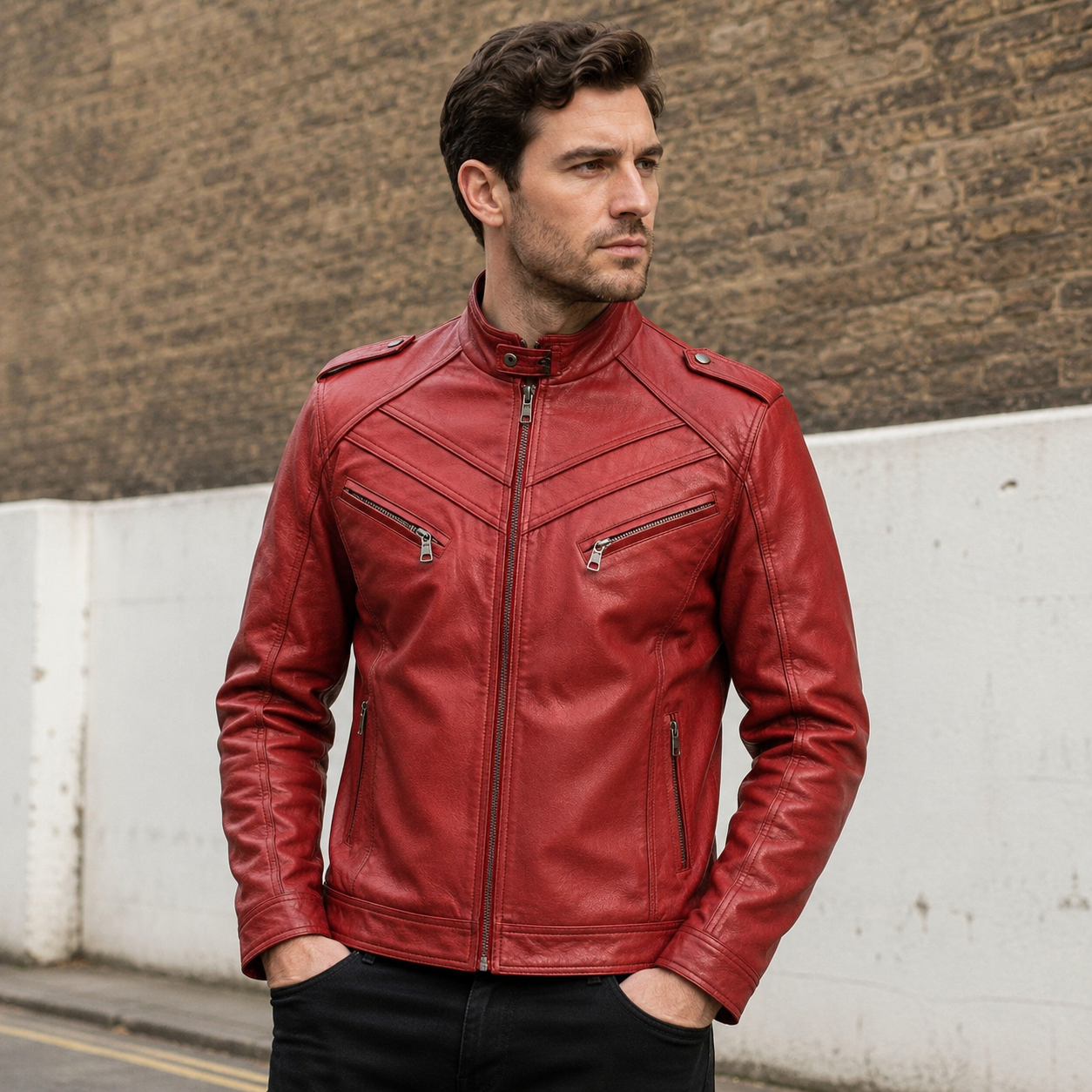 Men's Biker Jacket - Robust Design - Multiple Pockets